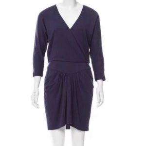 TIBI Dress purple wool blend knit surplice faux wrap S
